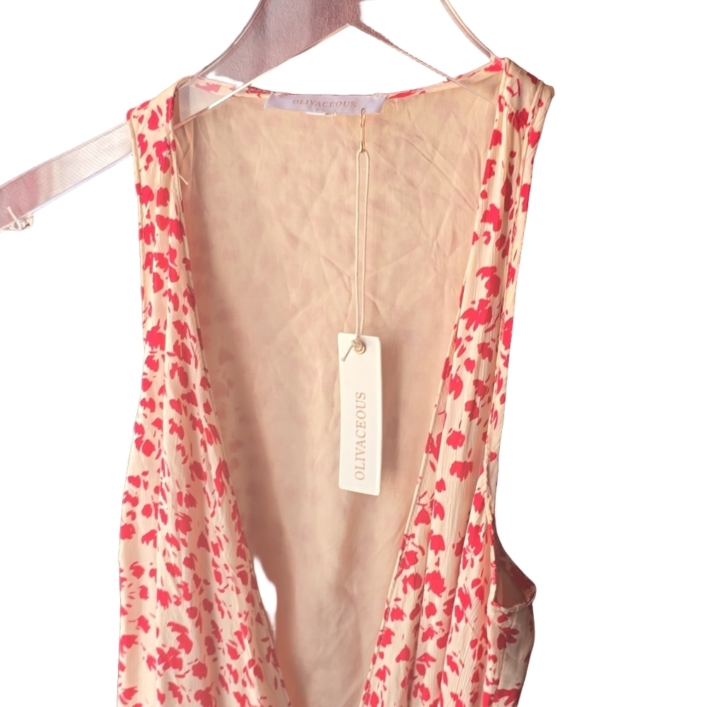 NWT Olivaceous Pink and White Asymmetrica Warped l Maxi Dress - Picture 2 of 14